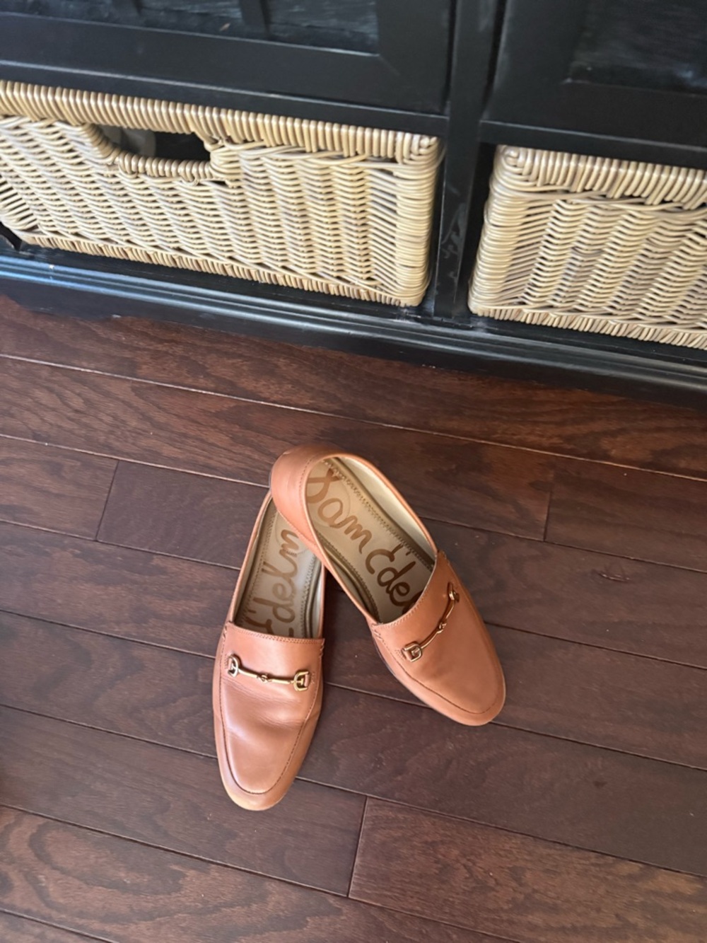 Sam Edelman Tan Leather Women's Loafers with Gold Horsebit
